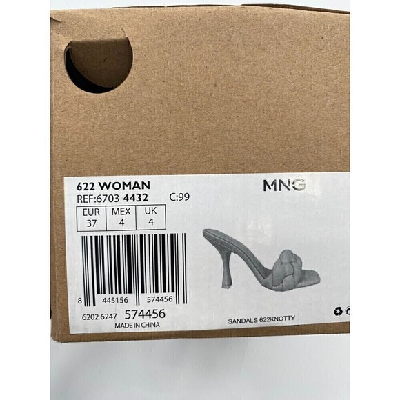 Mango Leather braided Sandals Black High Heels Women Size 37 - Picture 8 of 8